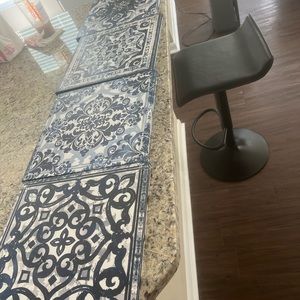 4 piece abstract white and blue hanging art